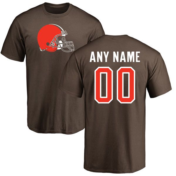 Men Cleveland Browns NFL Pro Line Brown Any Name and Number Logo Custom T-Shirt->->Sports Accessory